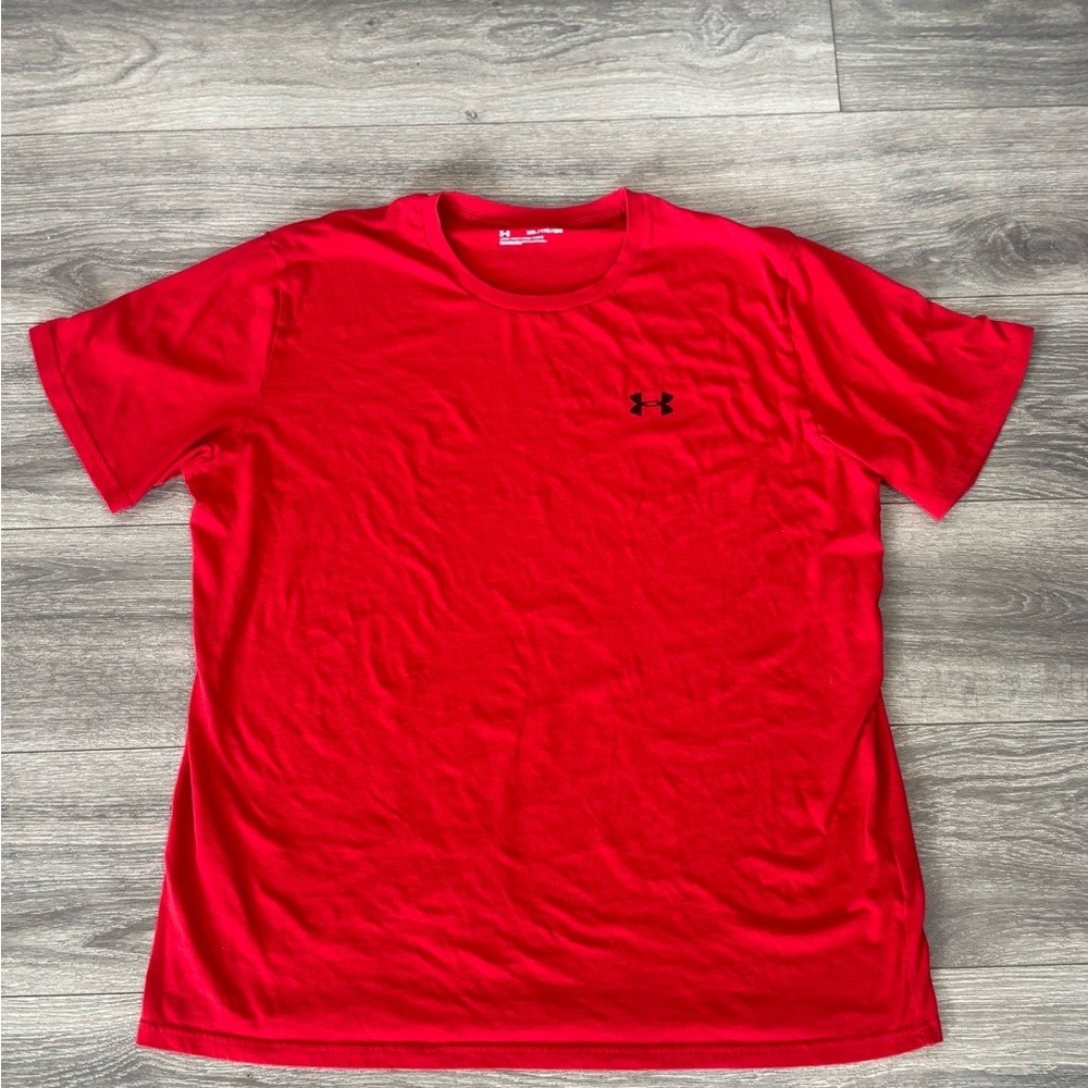 Under Armour Loose Fit T-Shirt Red XXL Short Sleeve Performance Used